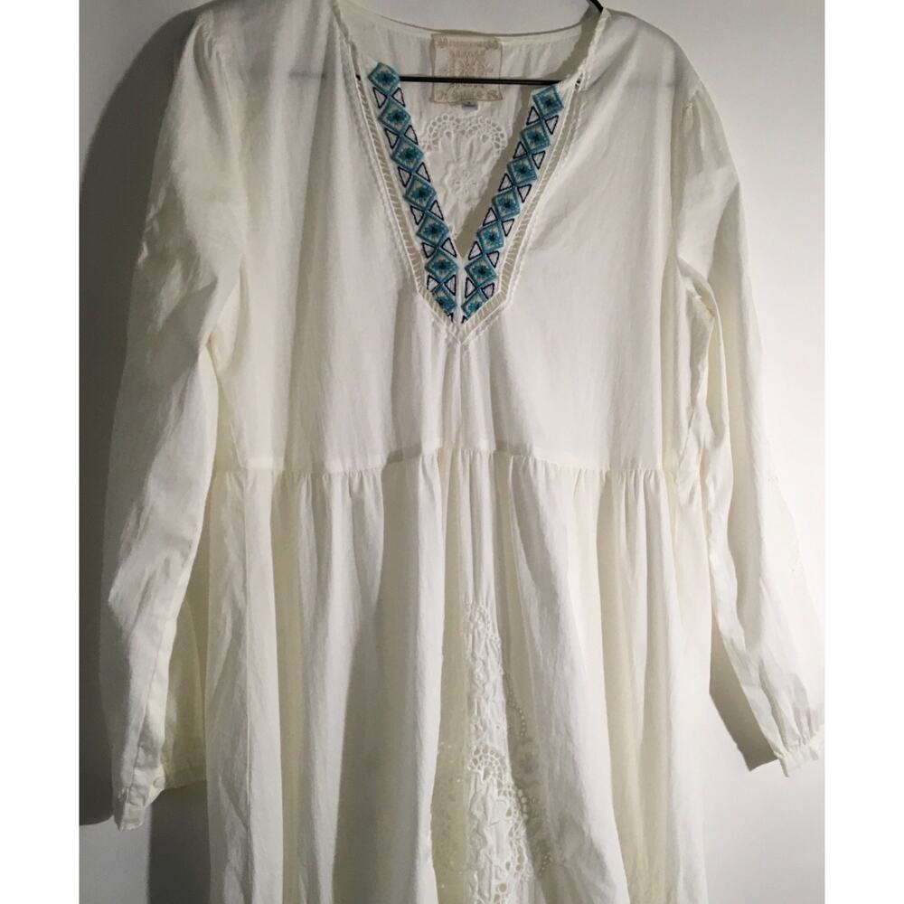 Johnny Was Baraz Midi Women's Size Small White Embroidered Eyelet Detail Boho - Picture 5 of 9